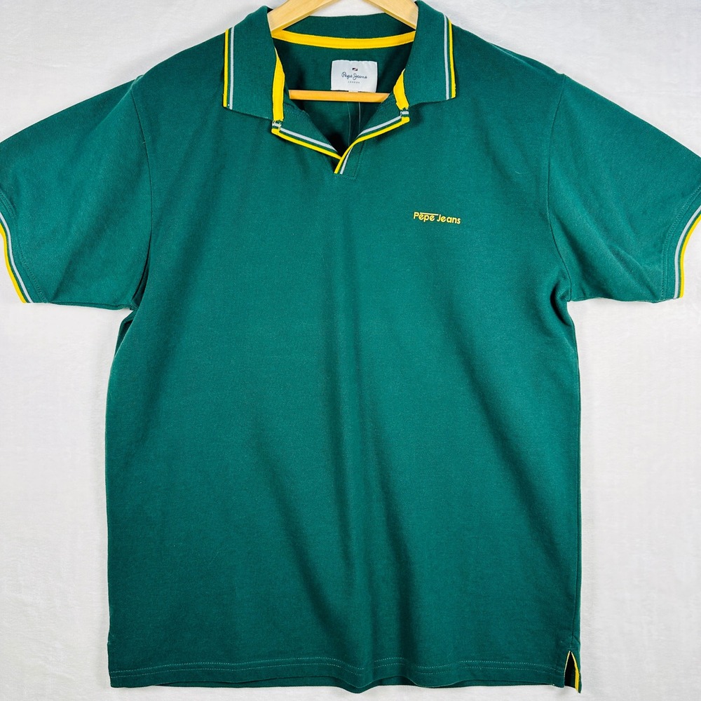 Pepe Jeans Polo Shirt NWT Mens XL Green Monarch SS IP Short Sleeve Pique INDIA
